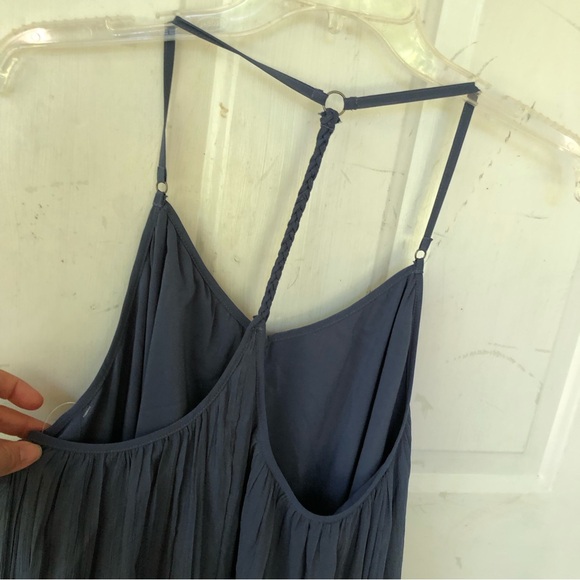 Abercrombie & Fitch A&F Pleated short loose shift dress accordion blue medium - Picture 6 of 8